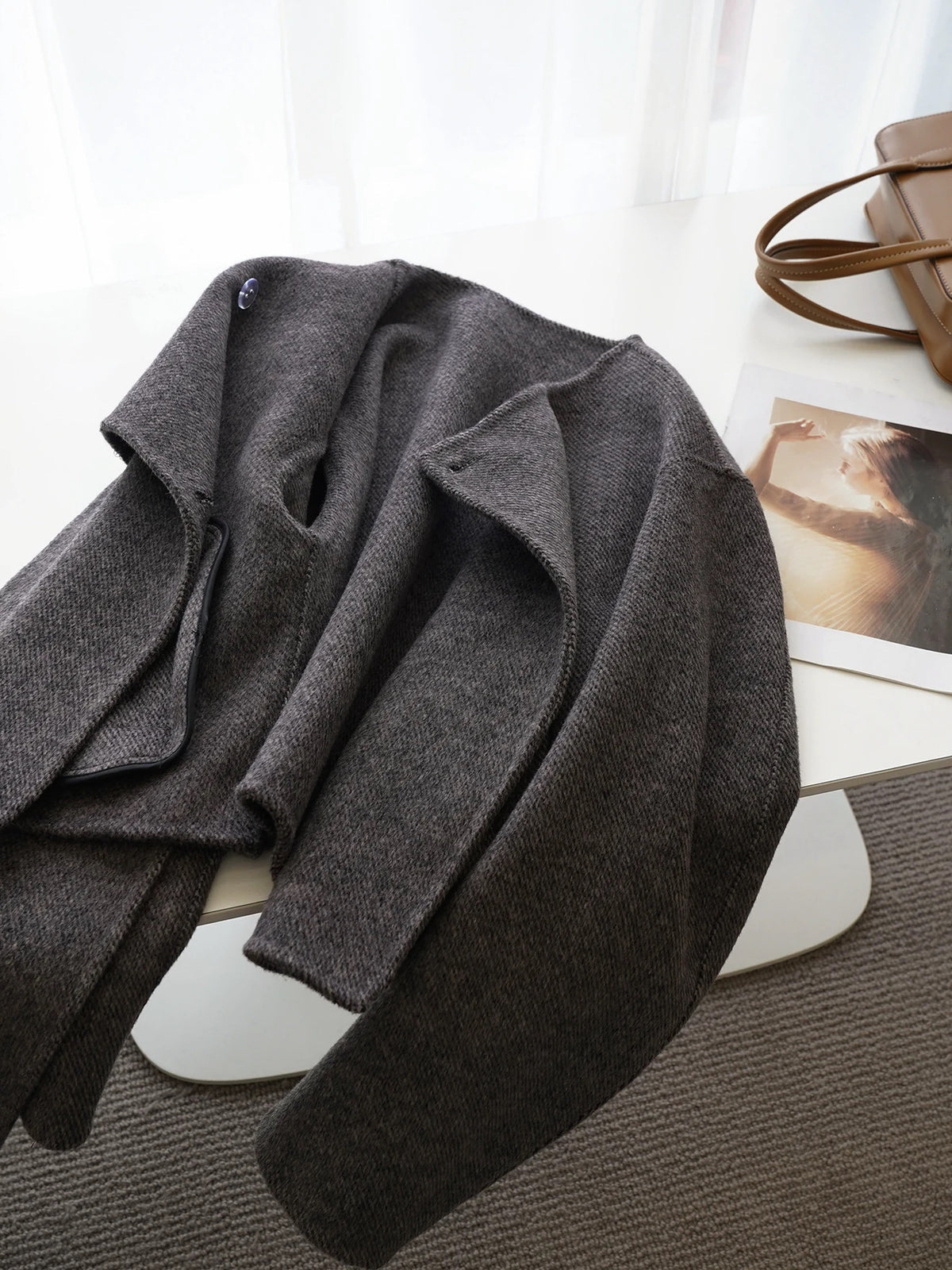 Wool Jacket with Attached Scarf