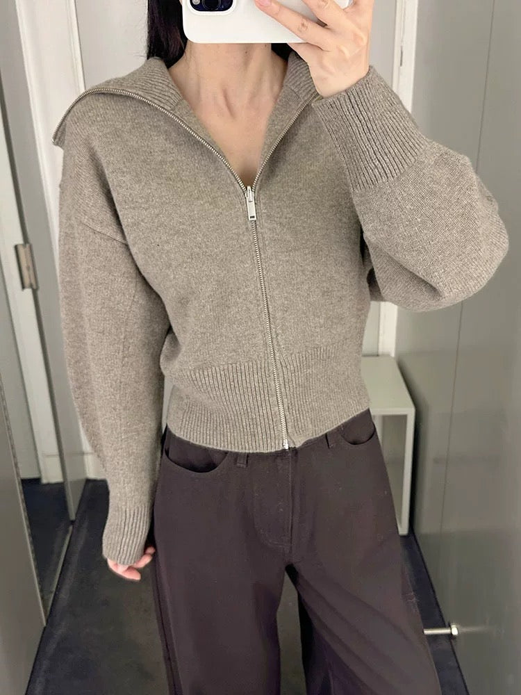 WAISTED KNITTED WOOL BOMBER JACKET