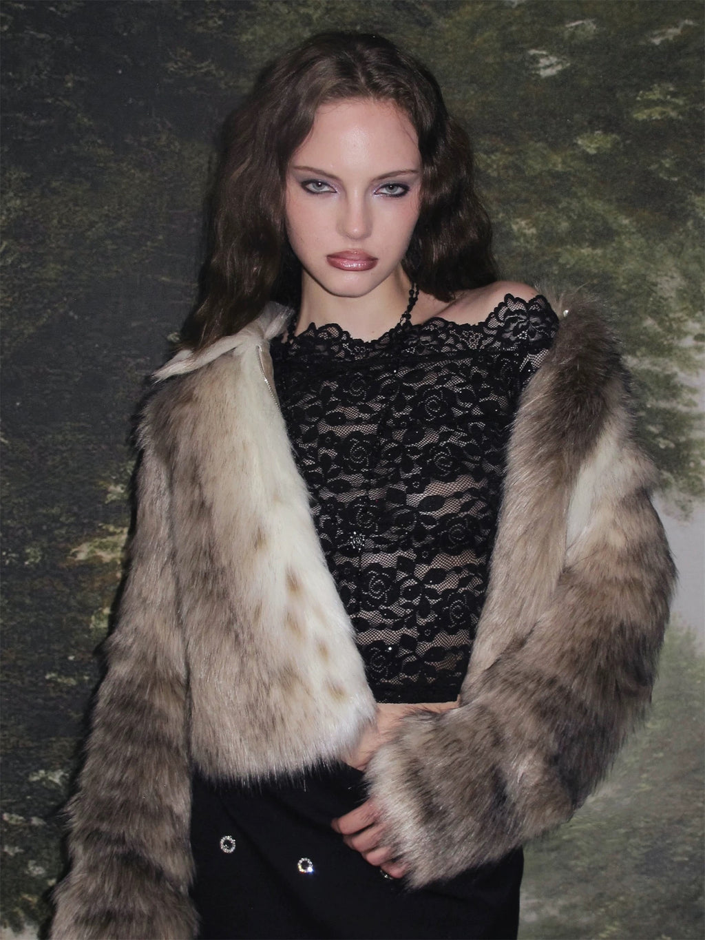 Jacquard Fur Jacket