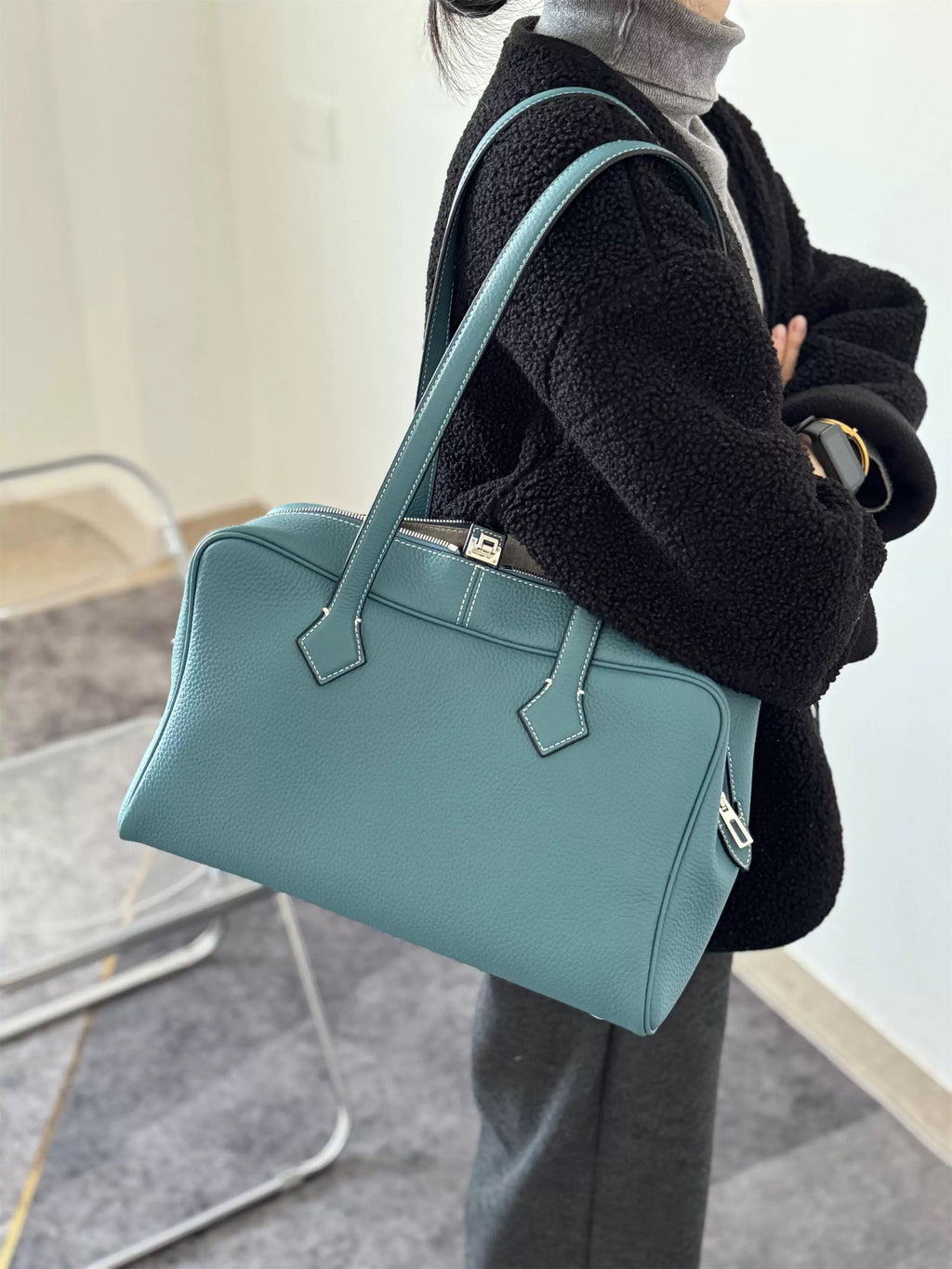 The Duffle Bag in Dusty Teal