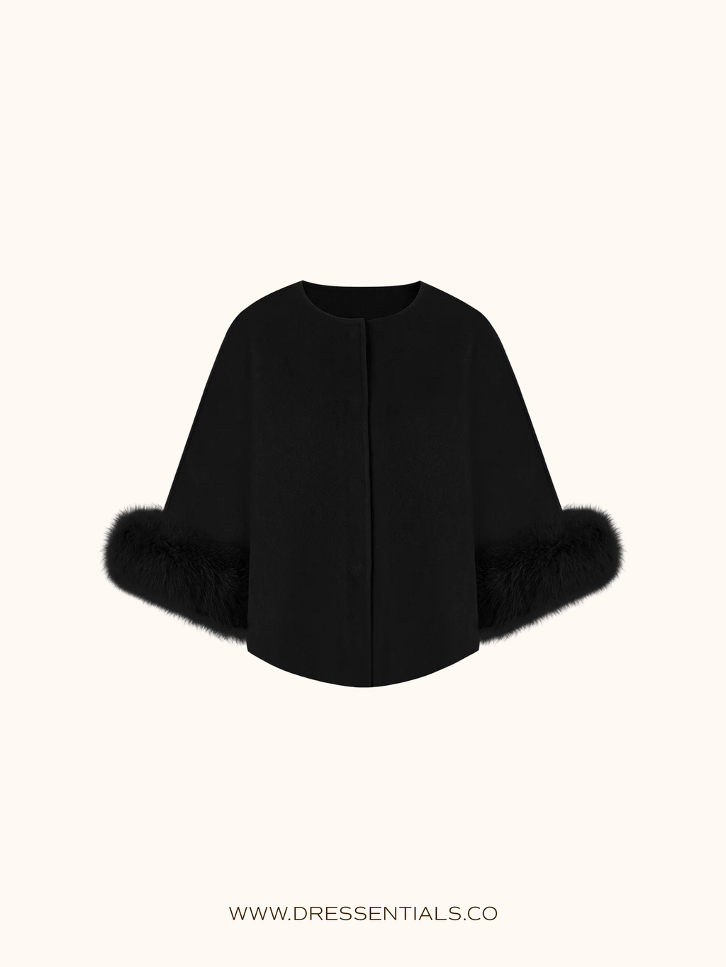 Black Fur Cuff Cape