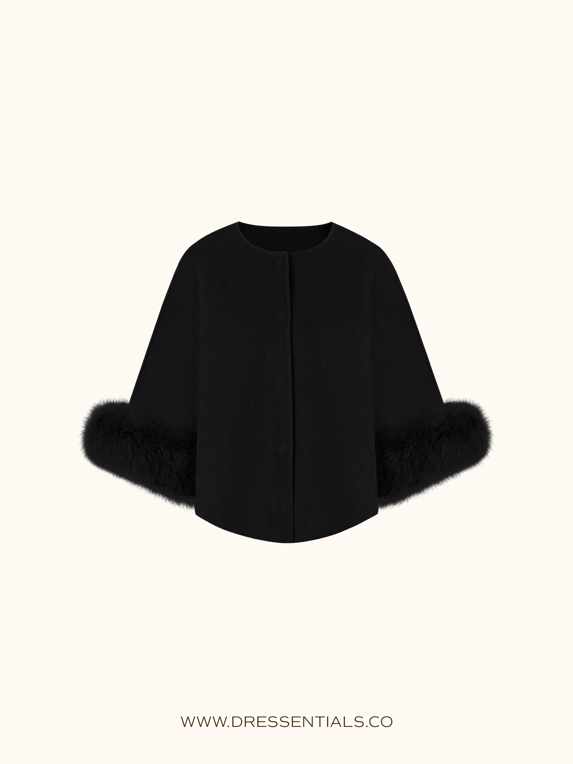 Black Fur Cuff Cape