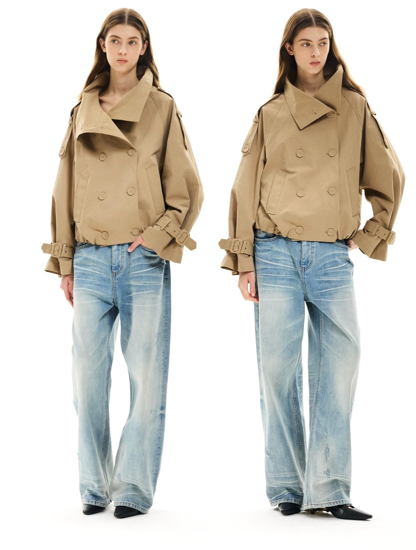 Short Trench Coat in Beige