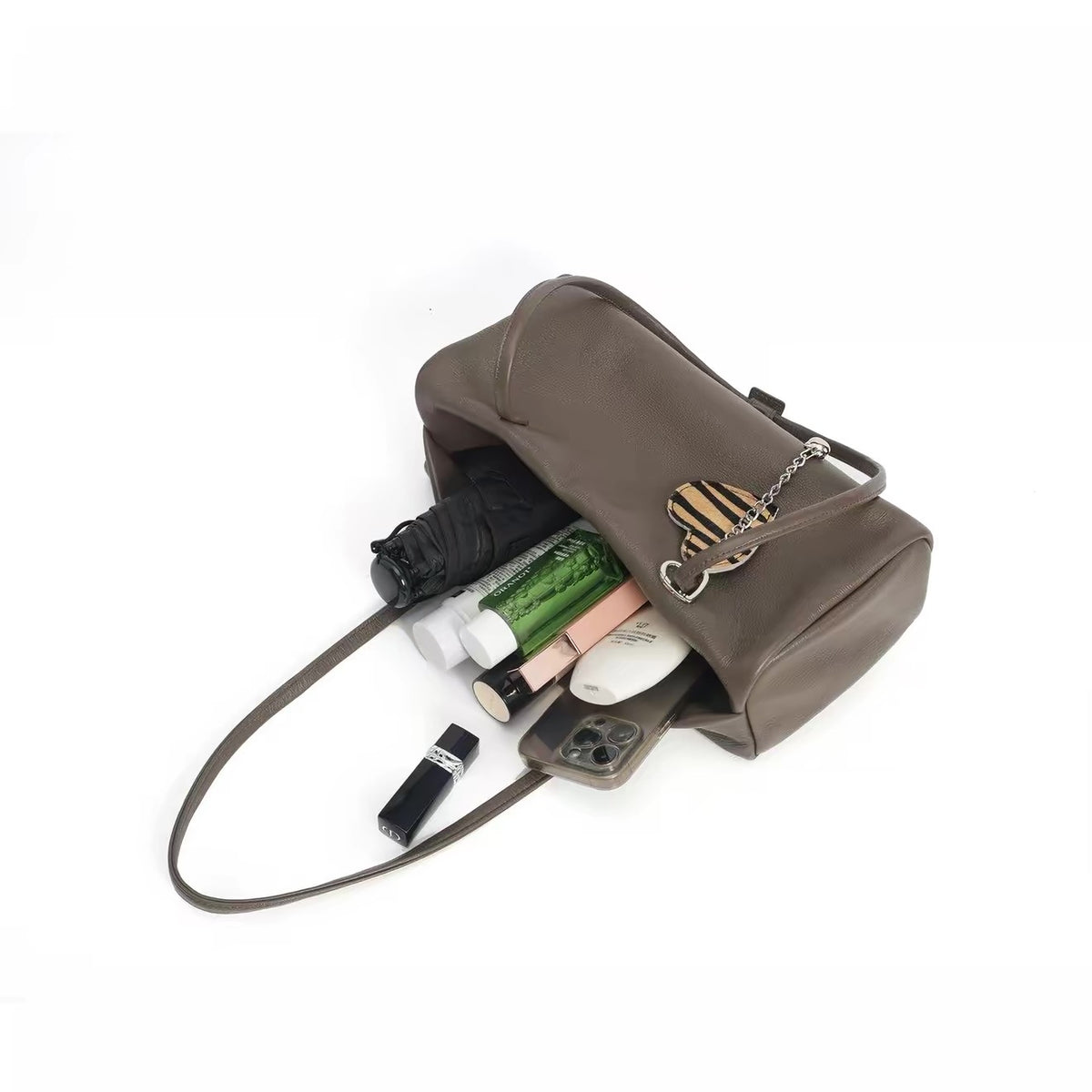 Lambskin Shoulder Bag in Taupe