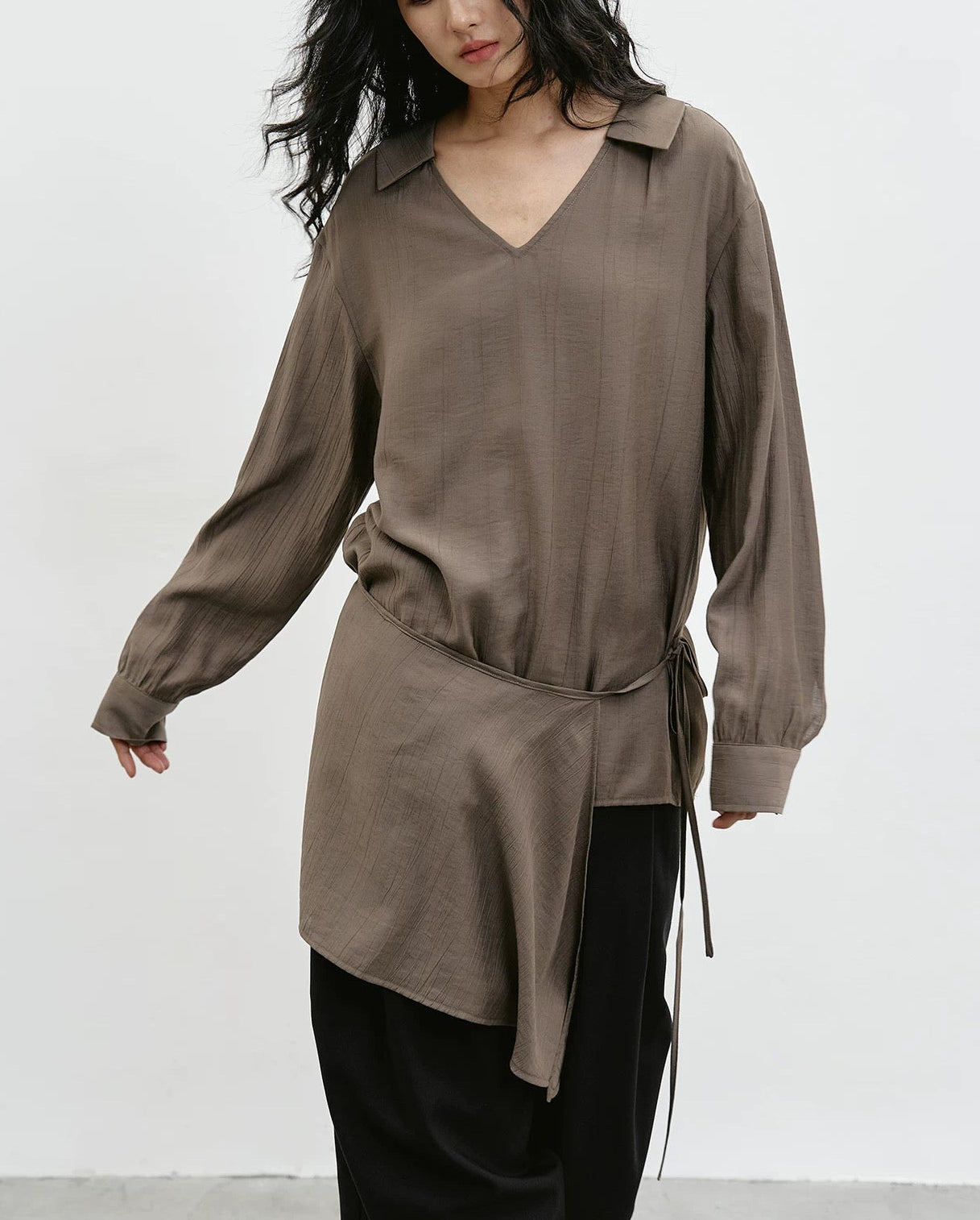 The Wrap Blouse in Taupe