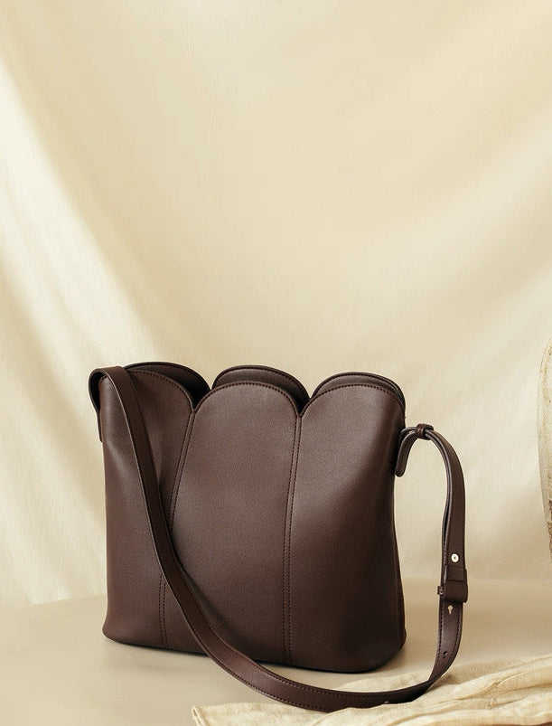 Embroidered Bag in Dark Suede