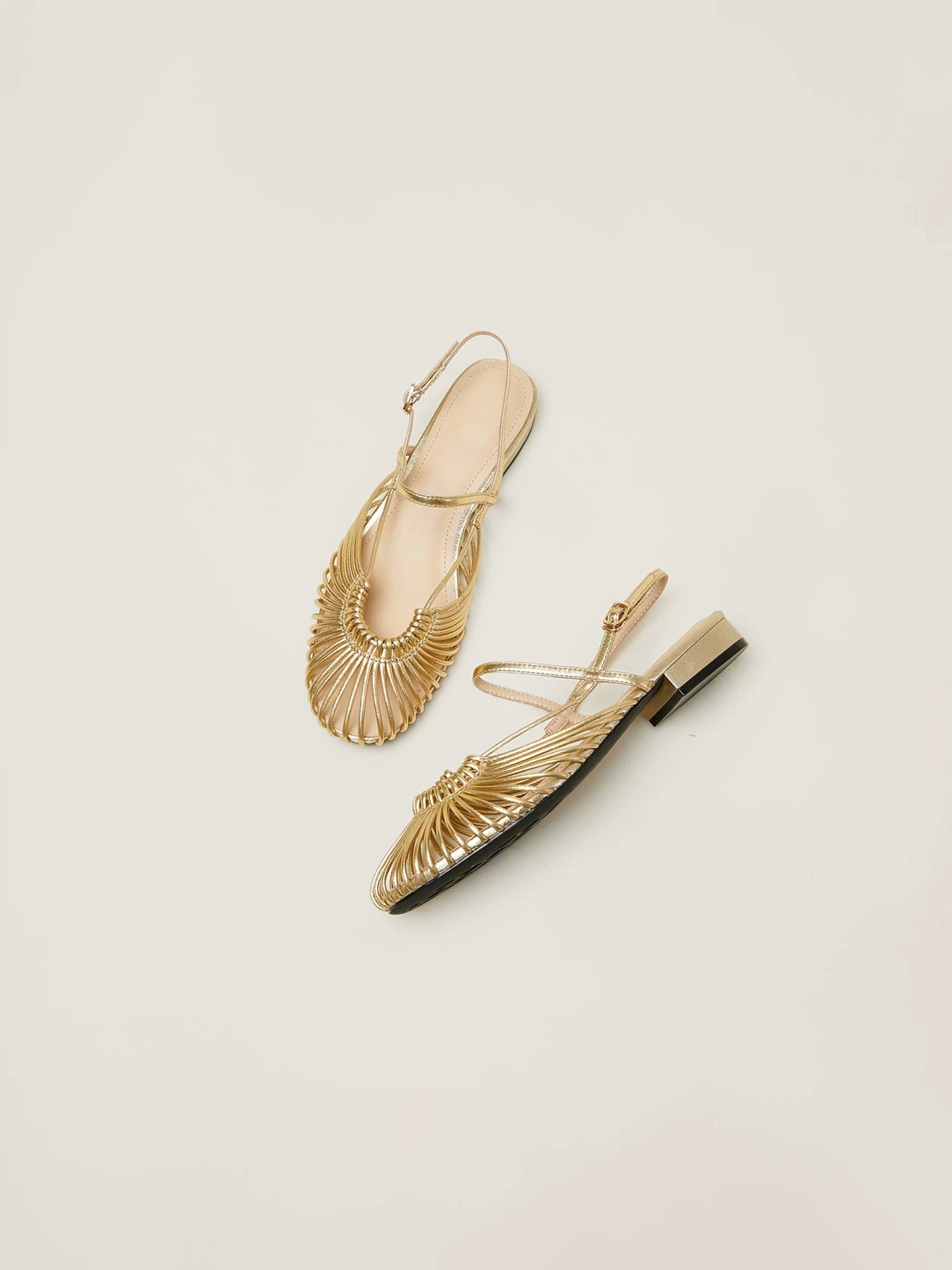 The Braided Slingbacks in Champagne