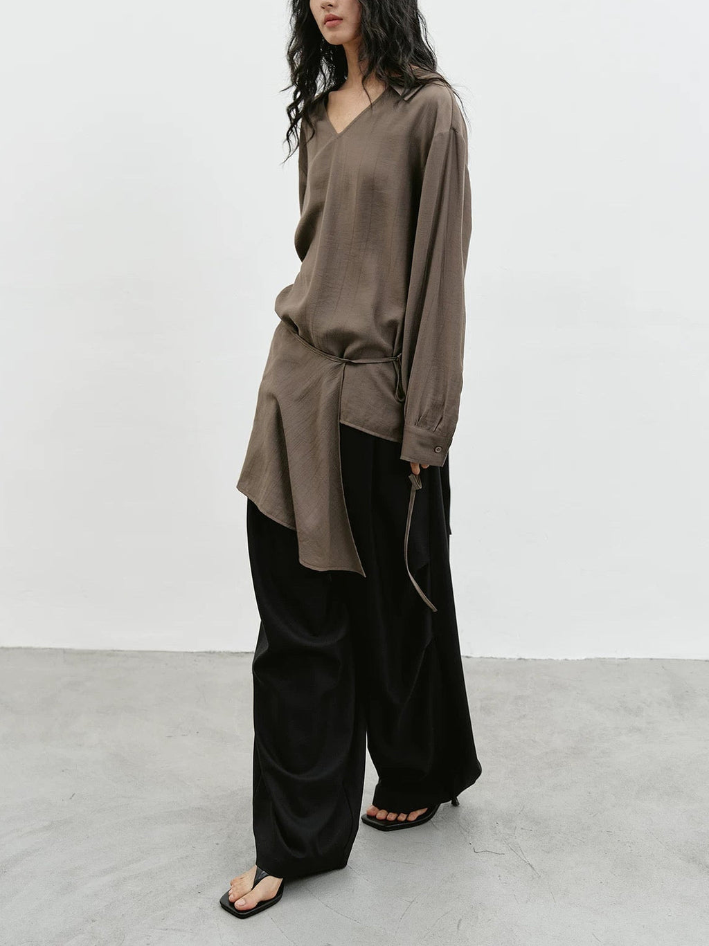 The Wrap Blouse in Taupe