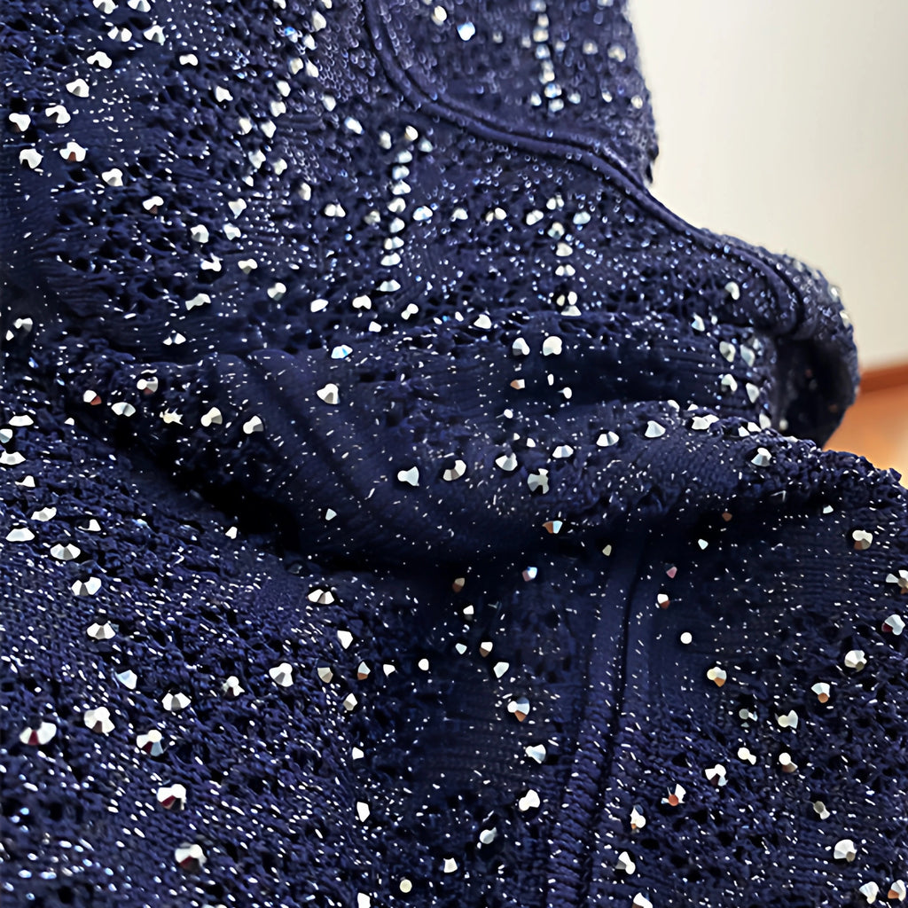 Navy Blue Embroidered Dress