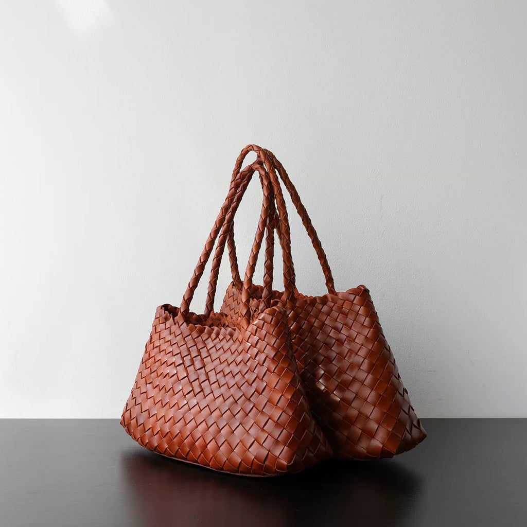 Large Woven Tote Bag in Tan