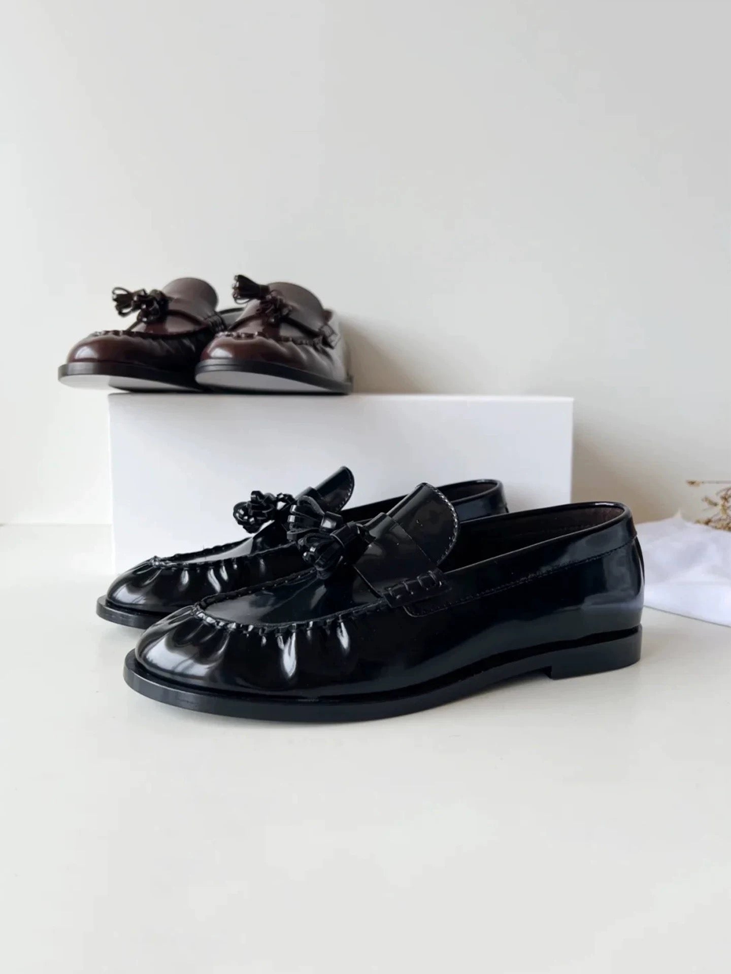 Patent Pleated Loafers