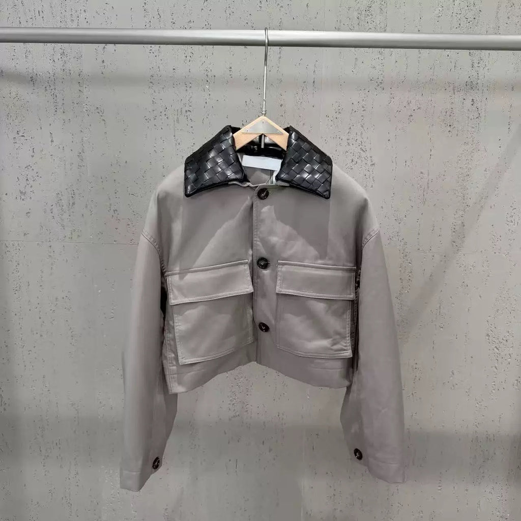 The Woven Collar Cropped Jacket