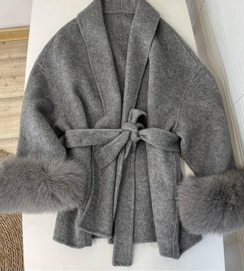 Fur Sleeves Jacket in Grey