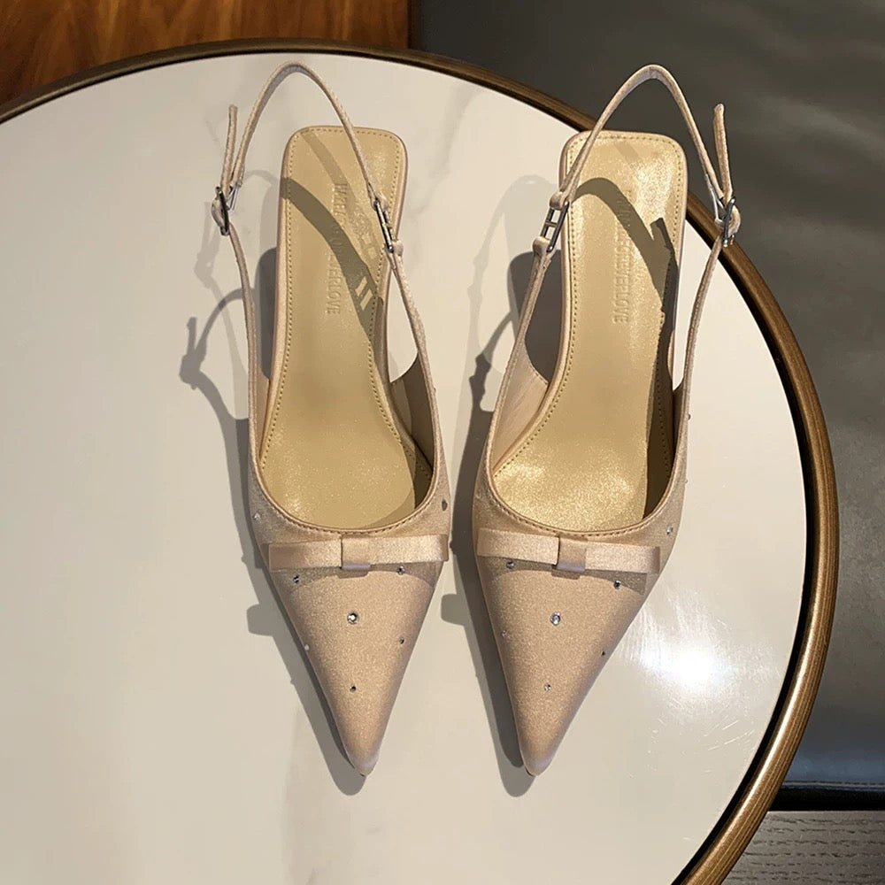 Embellished Slingback in Nude Pink