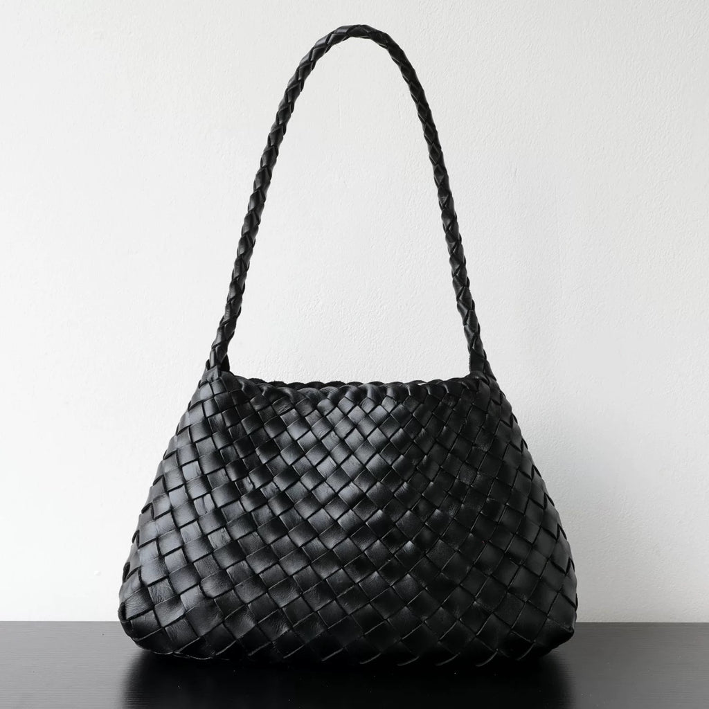 Woven Shoulder Bag in Black
