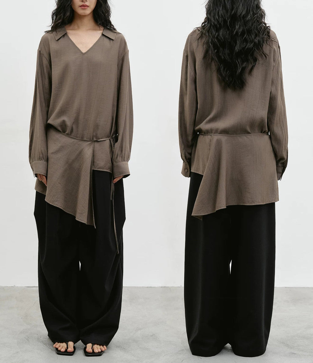 The Wrap Blouse in Taupe