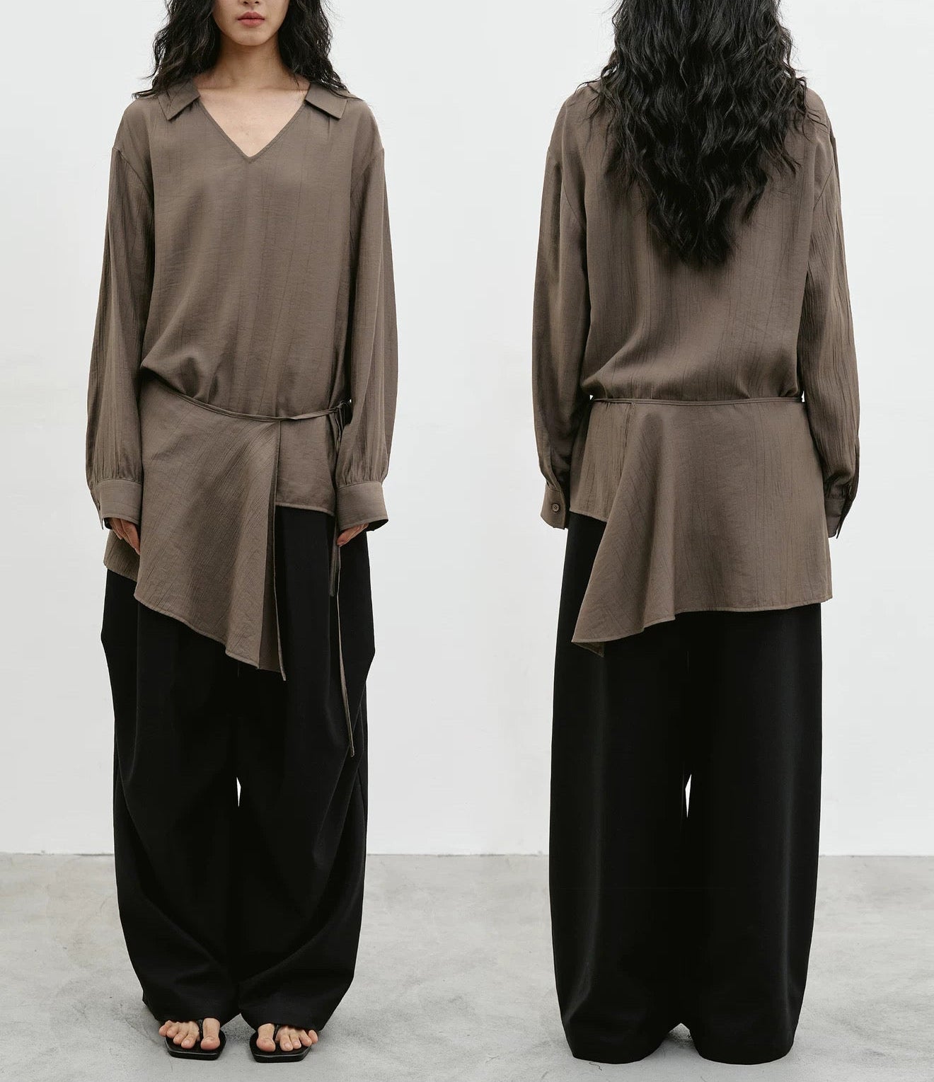 The Wrap Blouse in Taupe