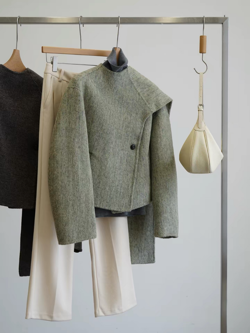 Wool Jacket with Attached Scarf