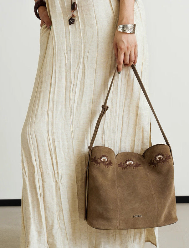 Embroidered Bag in Khaki
