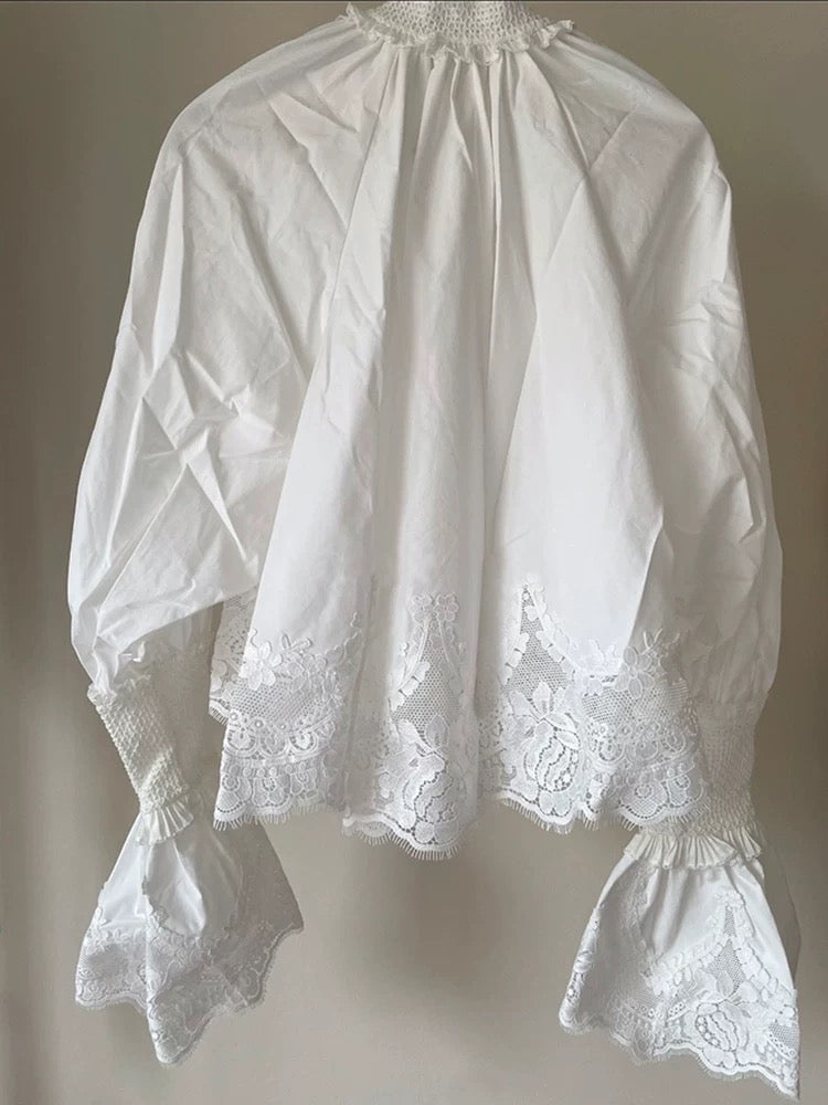 Lace Detail Tie Blouse
