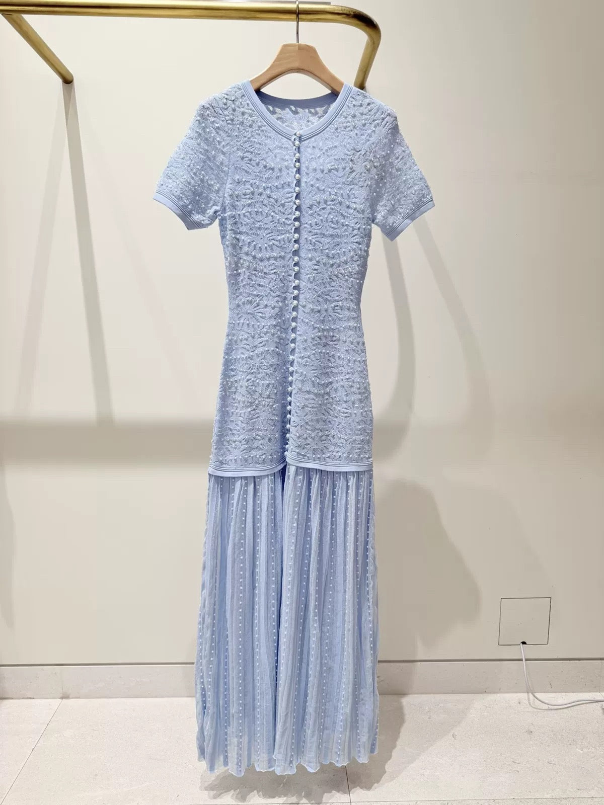 Light Blue Embroidered Dress