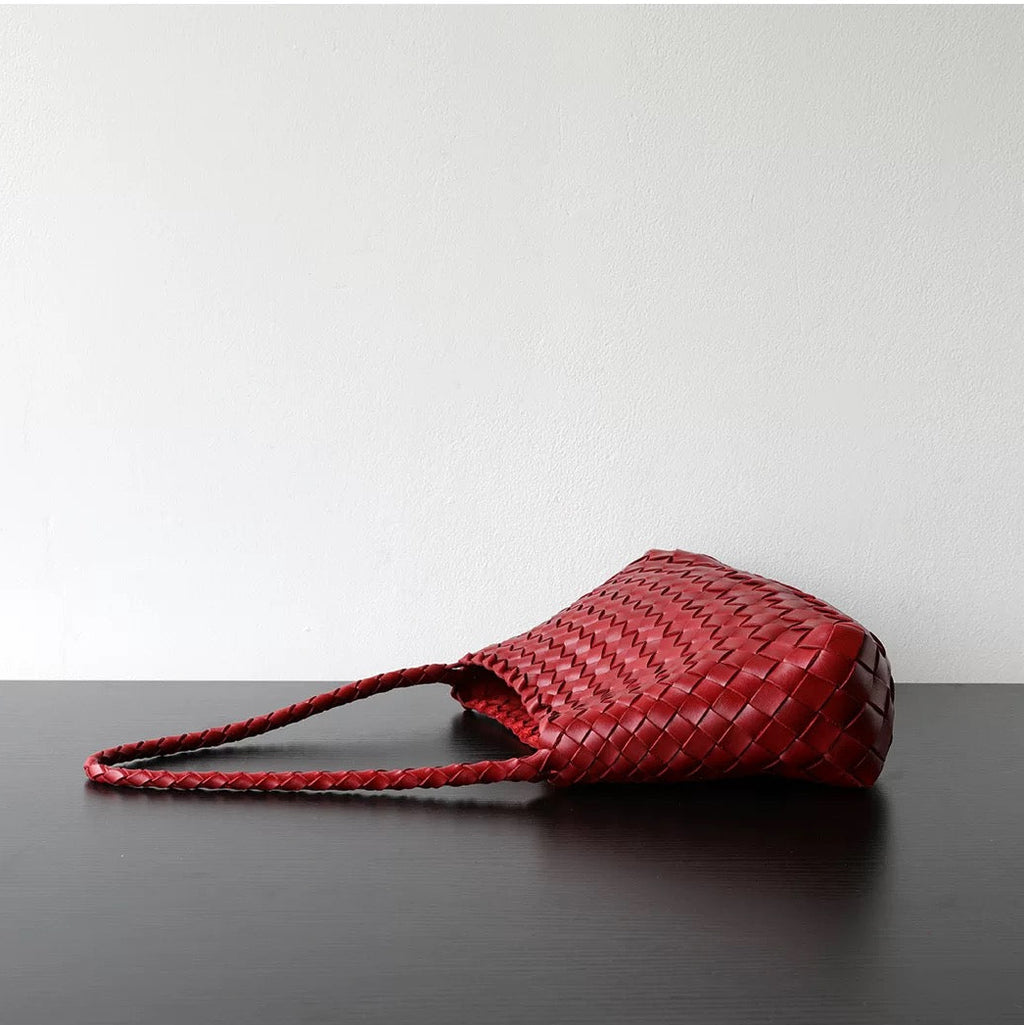 Woven Shoulder Bag in Red