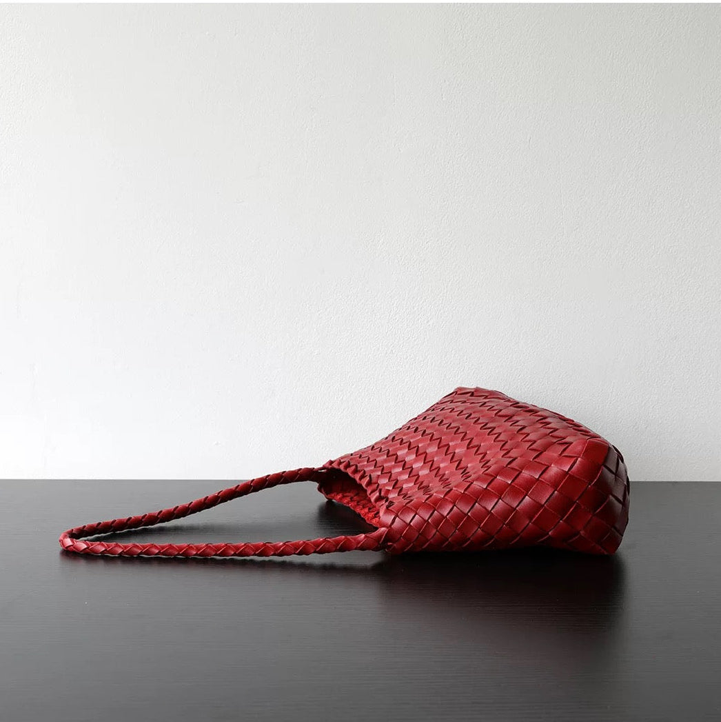 Woven Shoulder Bag in Red