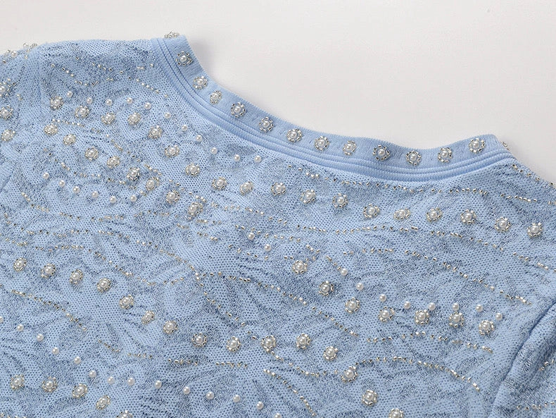 Light Blue Embroidered Dress