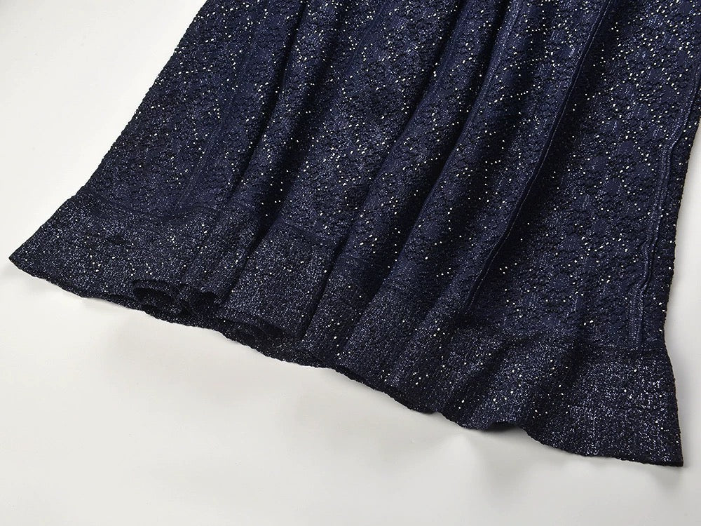 Navy Blue Embroidered Dress
