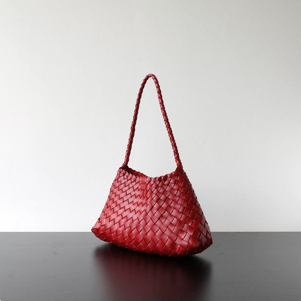 Woven Shoulder Bag in Red