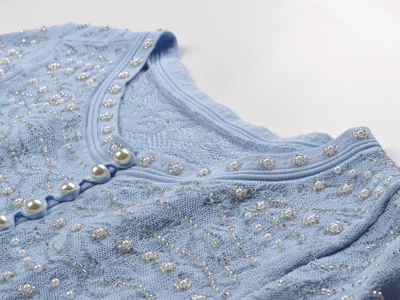 Light Blue Embroidered Cardigan