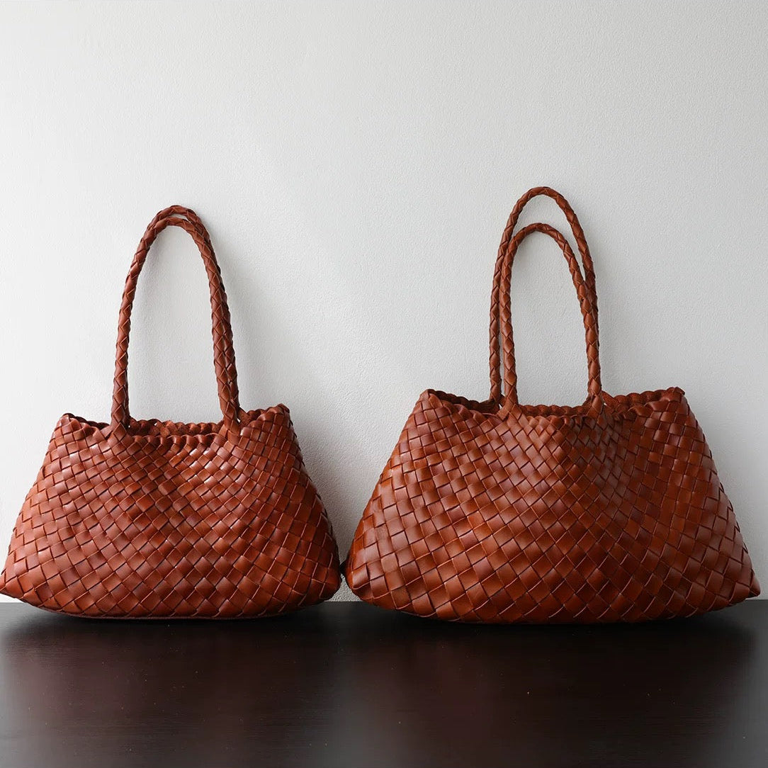 Large Woven Tote Bag in Tan