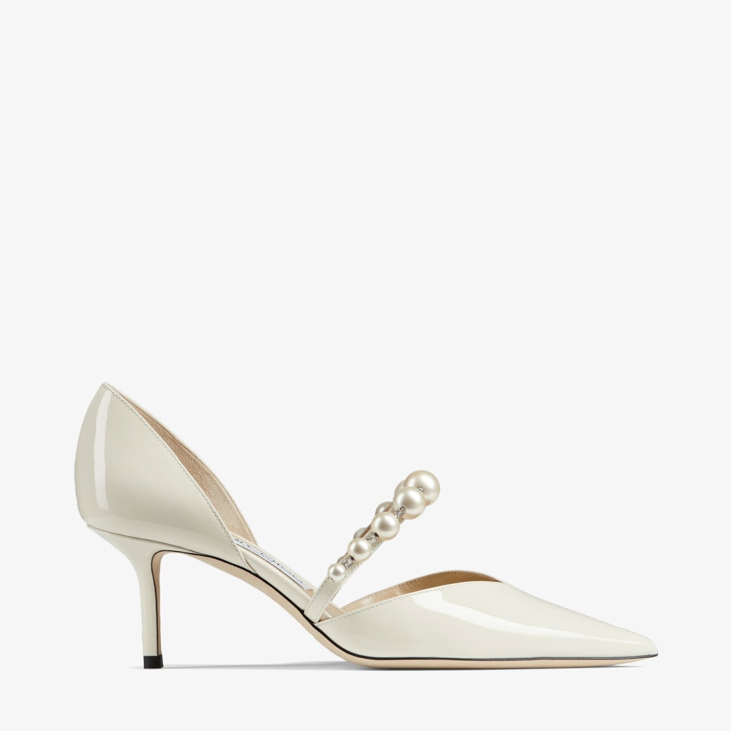 Pearl-Embellished Patent Leather Pumps