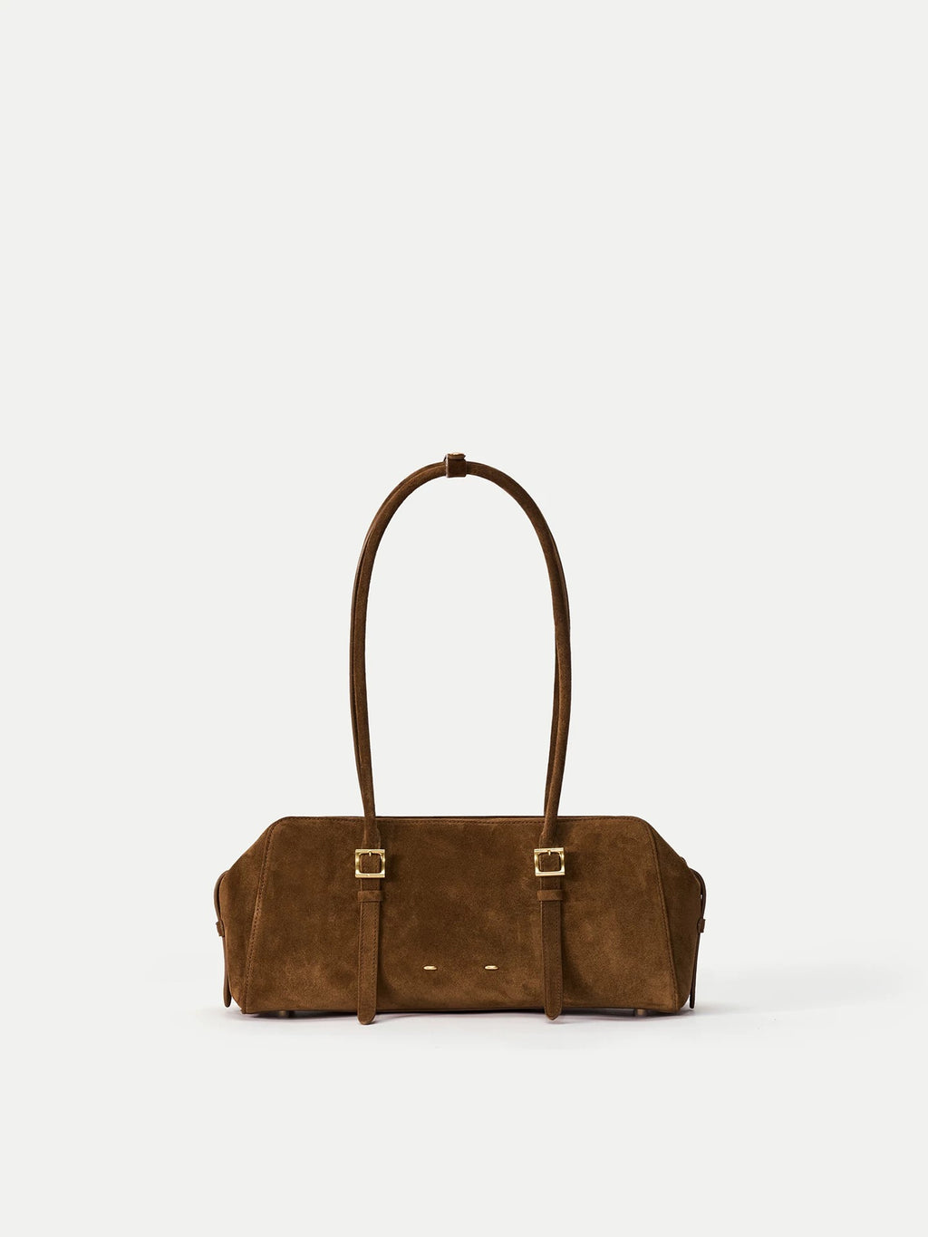 Suede Shoulder Baguette in Tan
