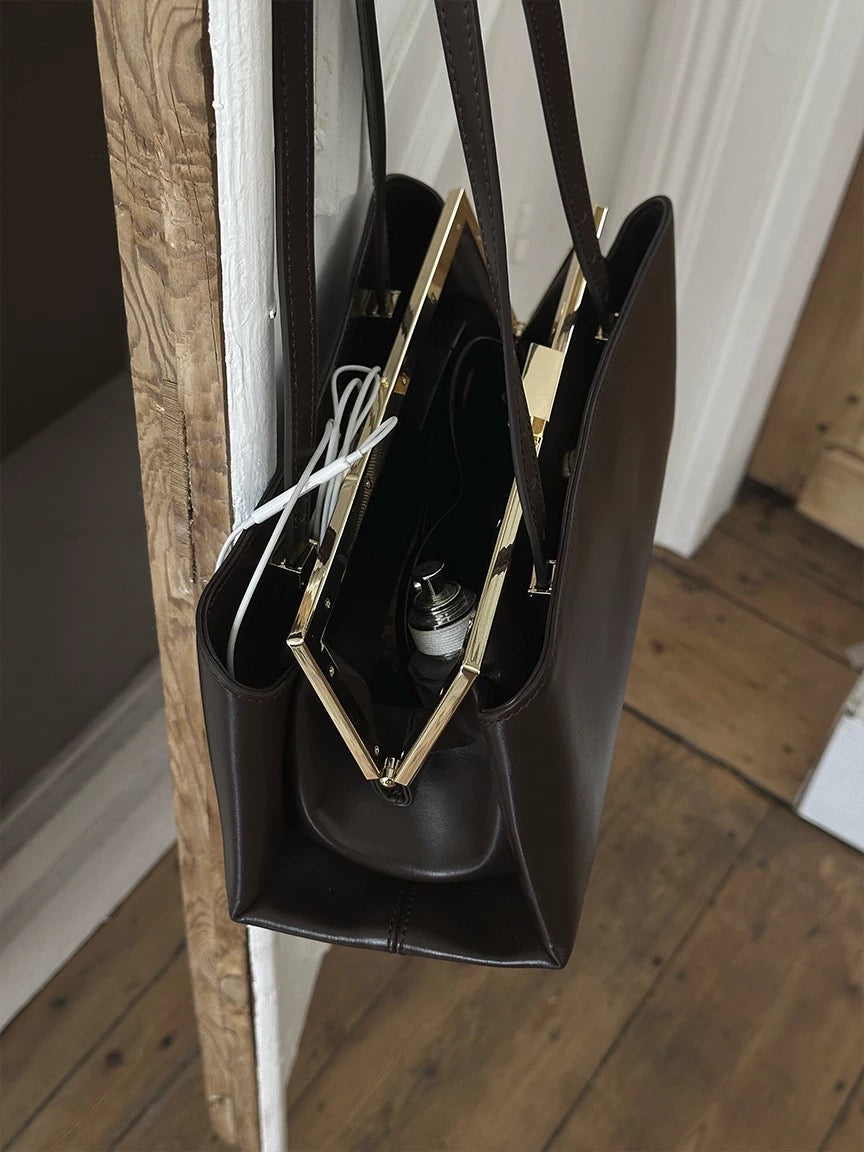 Kiss-Lock Bag in Dark Brown