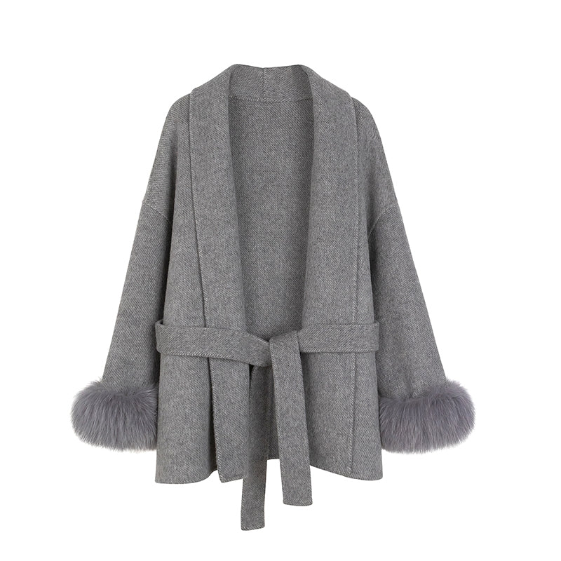 Fur Sleeves Jacket in Grey