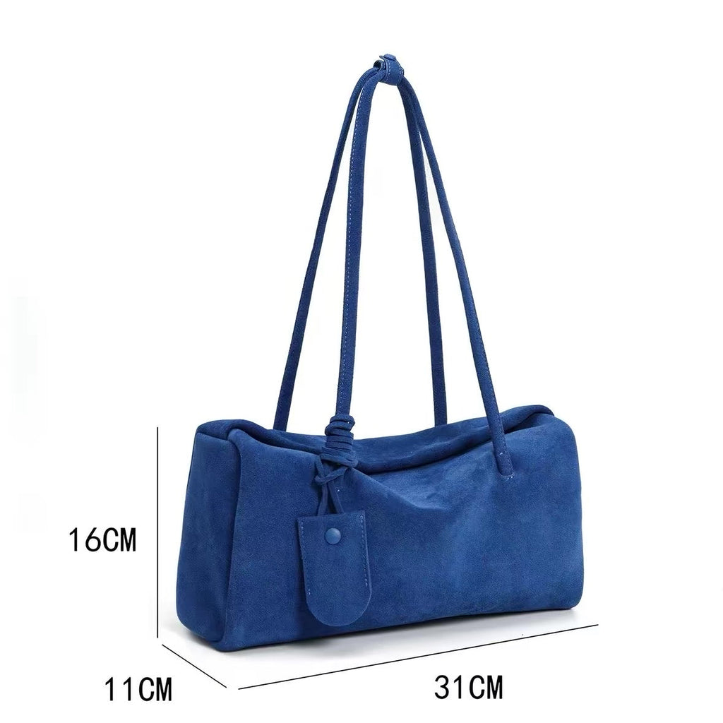 Suede Shoulder Bag in Royal Blue