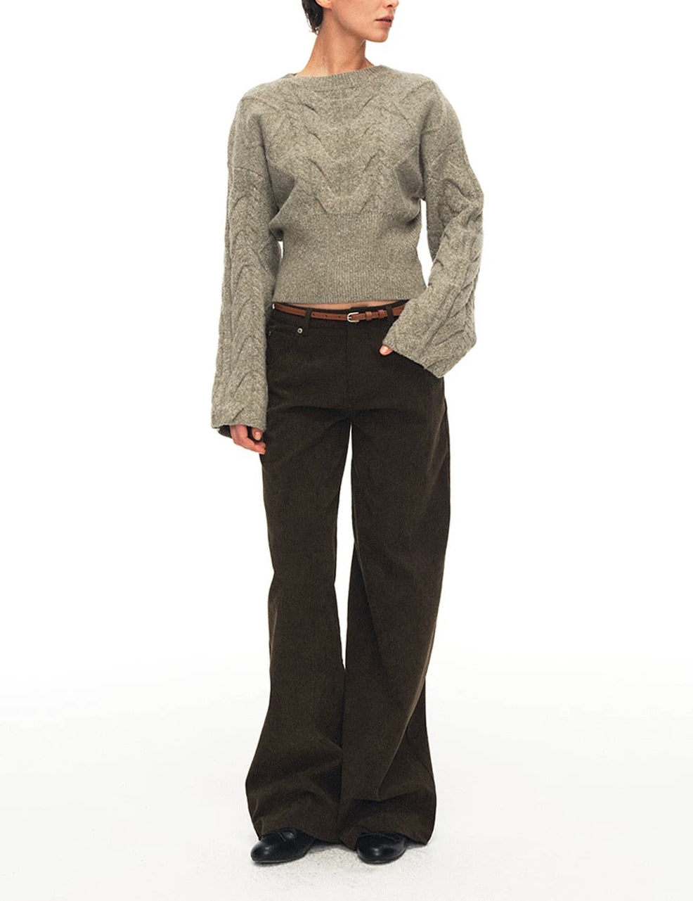 The Fitted-Hem Cable-Knit Sweater