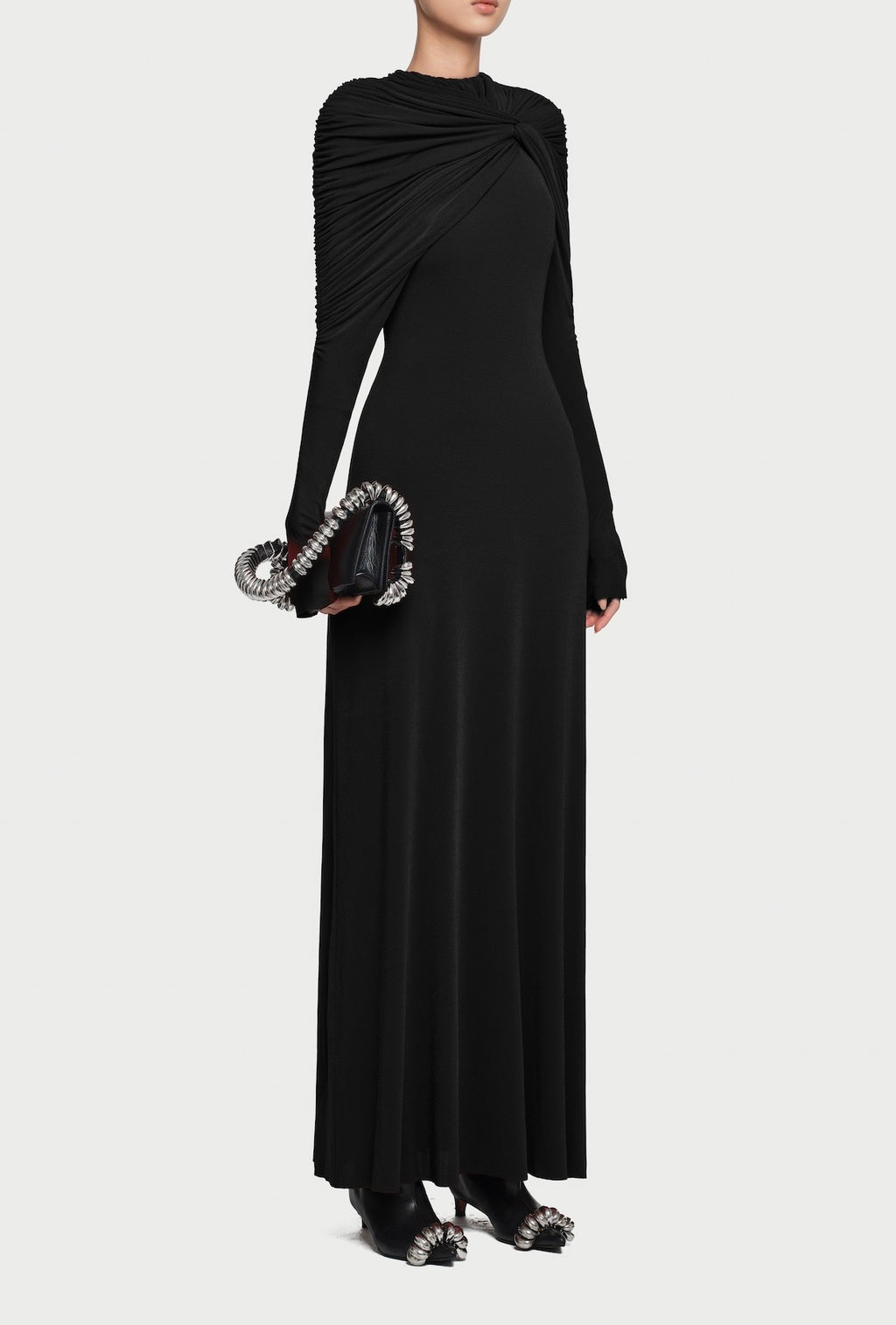 Draped Maxi Dress in Black