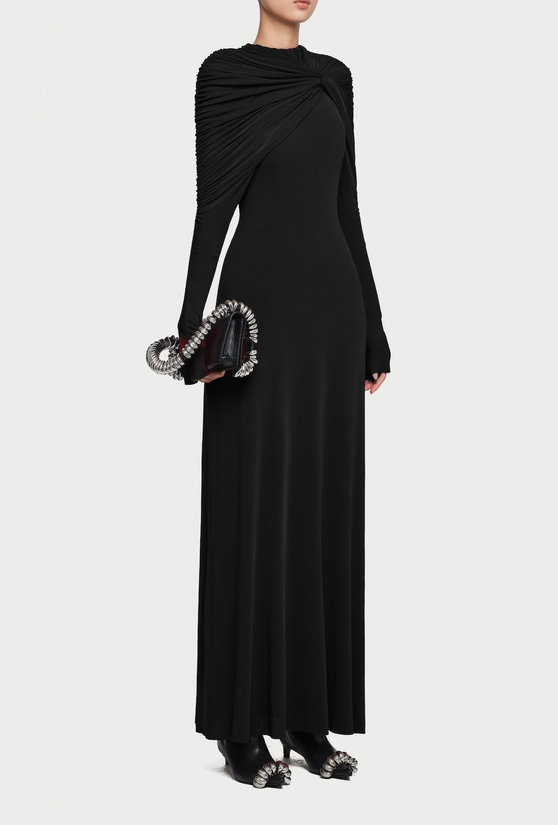 Draped Maxi Dress in Black