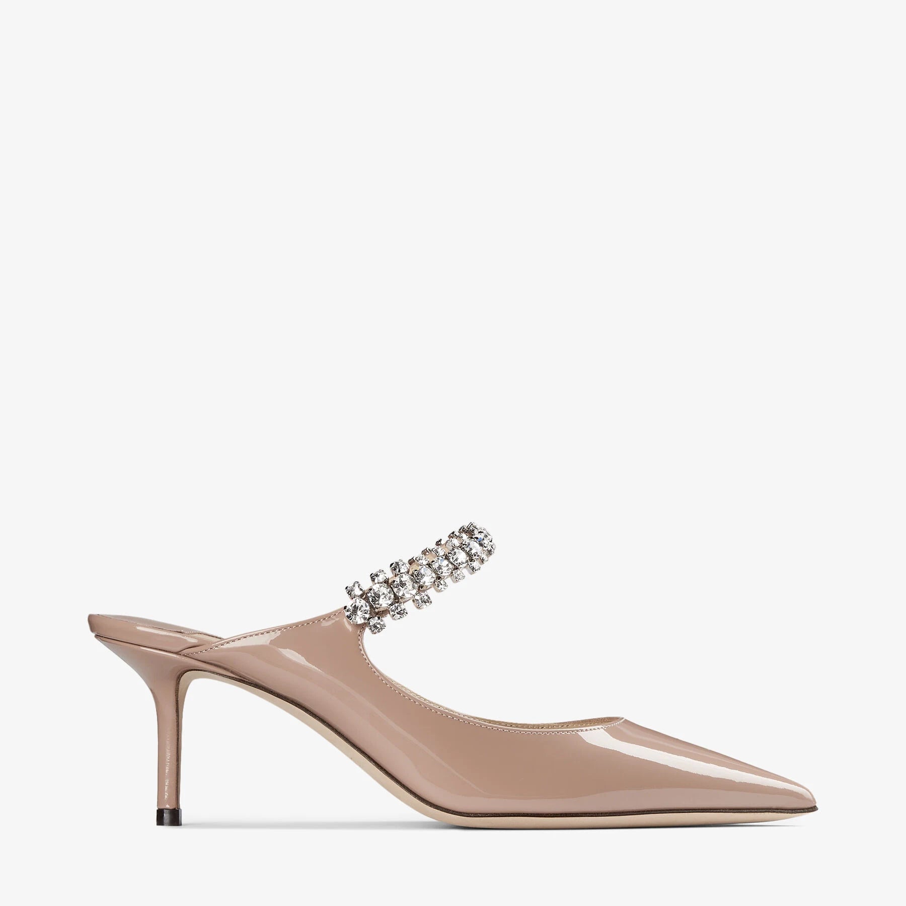 Patent Leather Mules with Crystal Strap