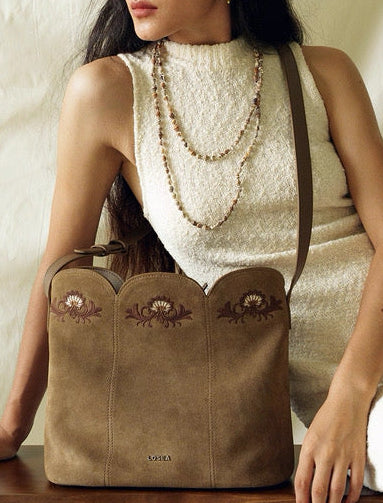 Embroidered Bag in Khaki