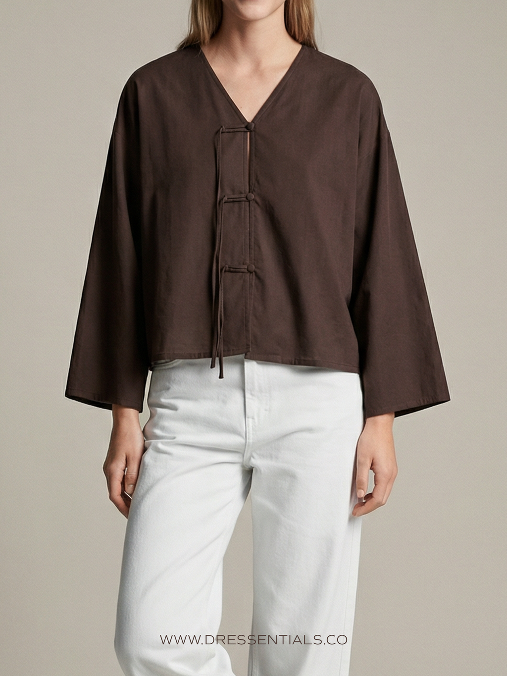 Cropped Shirt with Drawstring Detail