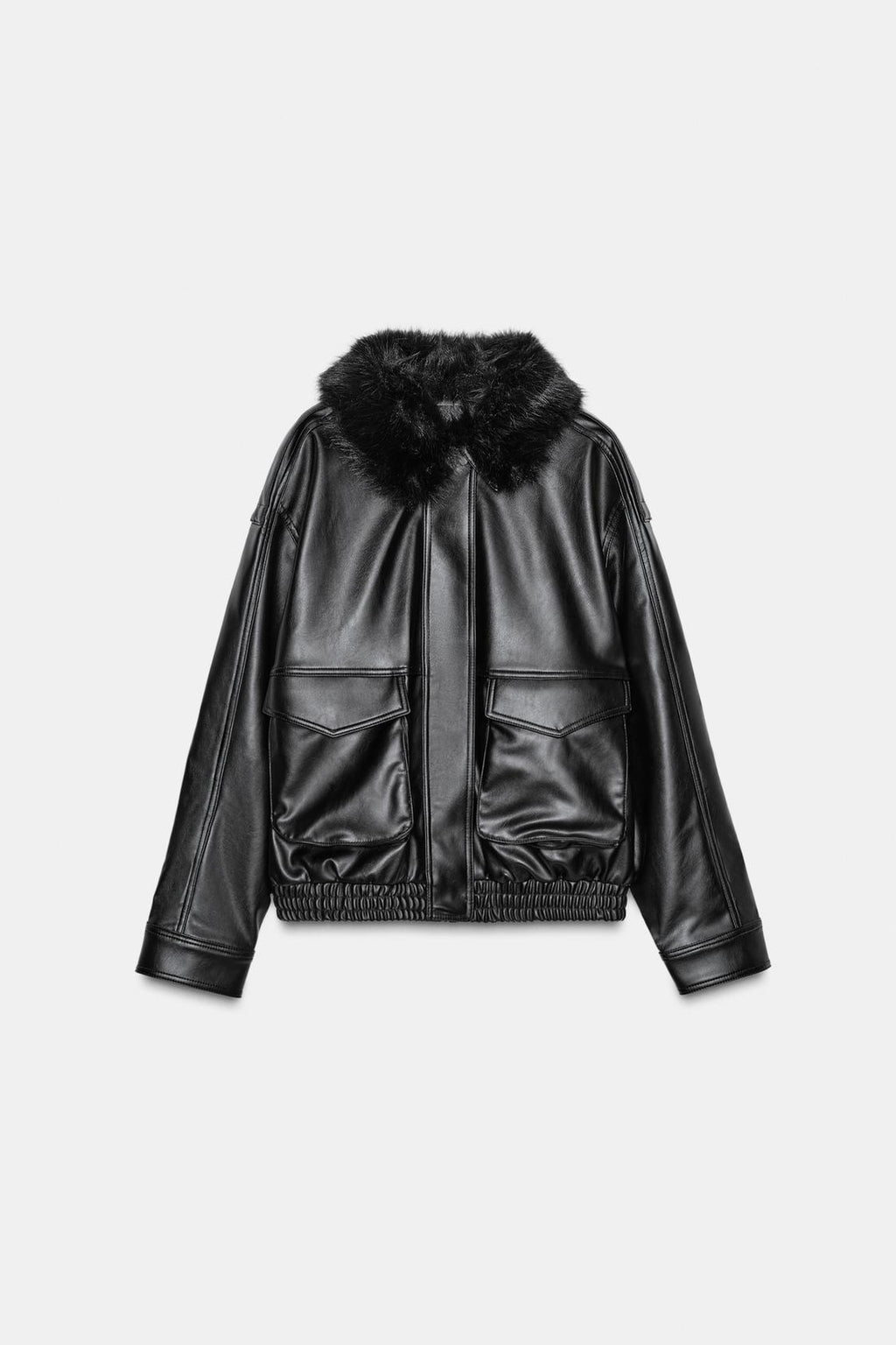 JACKET WITH DETACHABLE FAUX FUR COLLAR