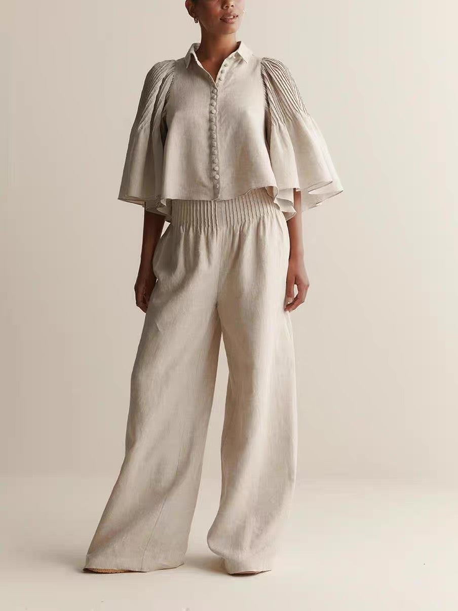 Pleated Linen Blouse