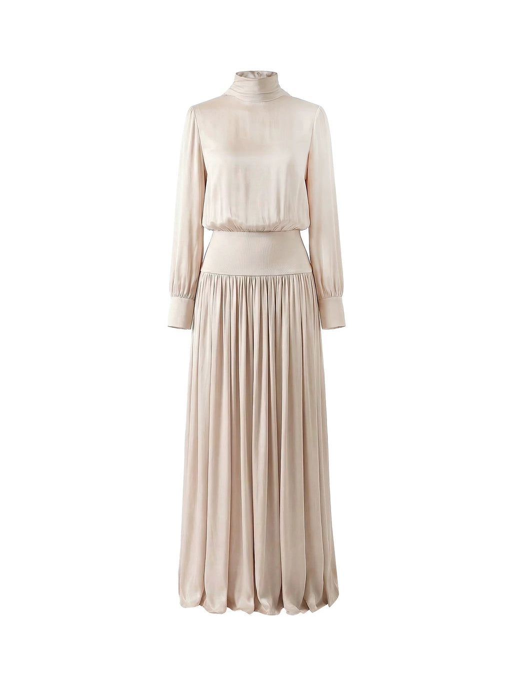 Champagne Pleated Maxi Dress