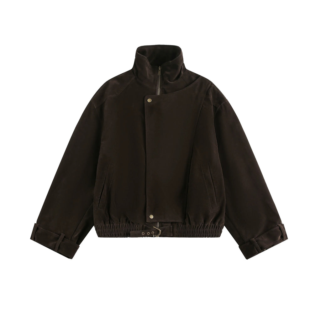 Cotton Bomber Jacket in Brown