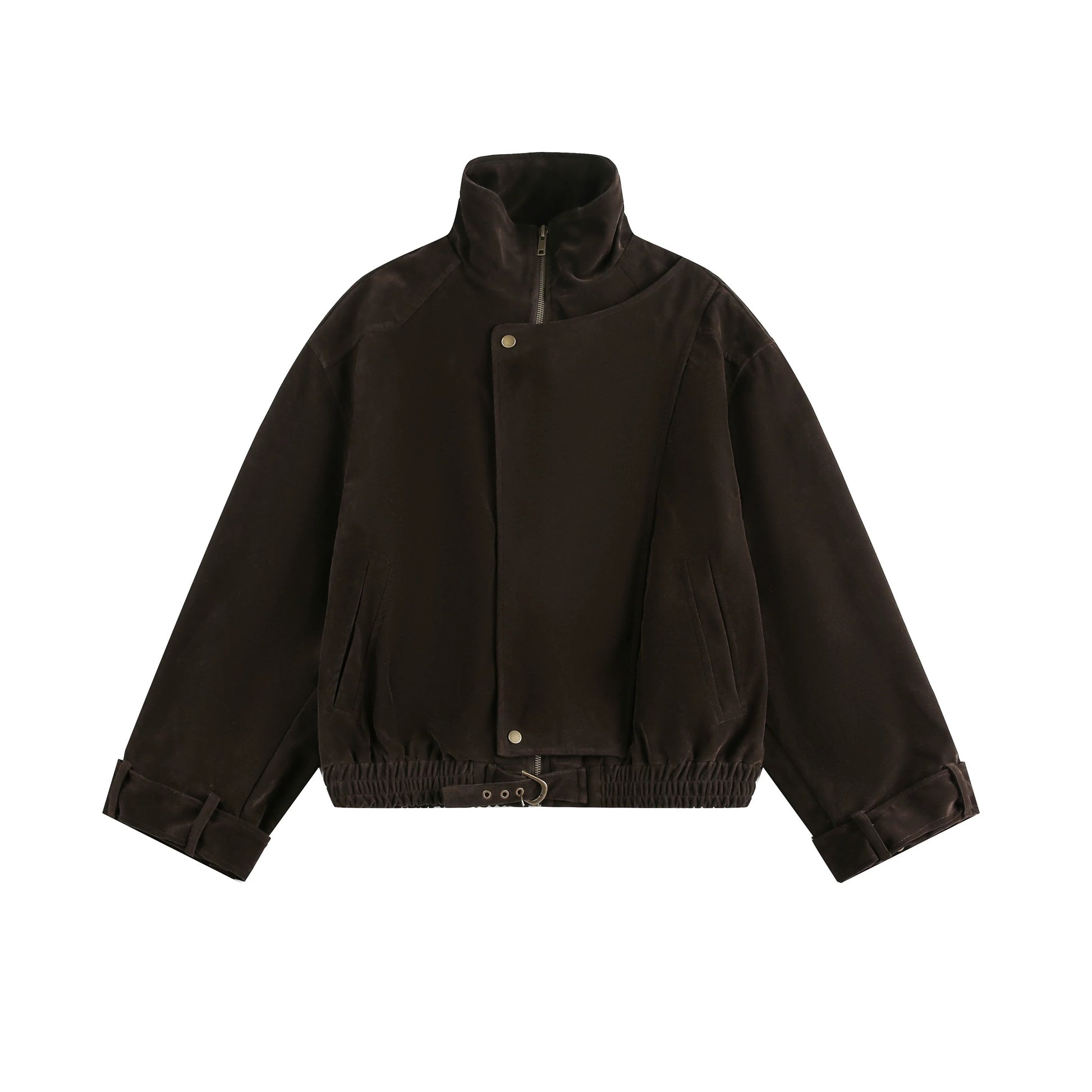 Cotton Bomber Jacket in Brown