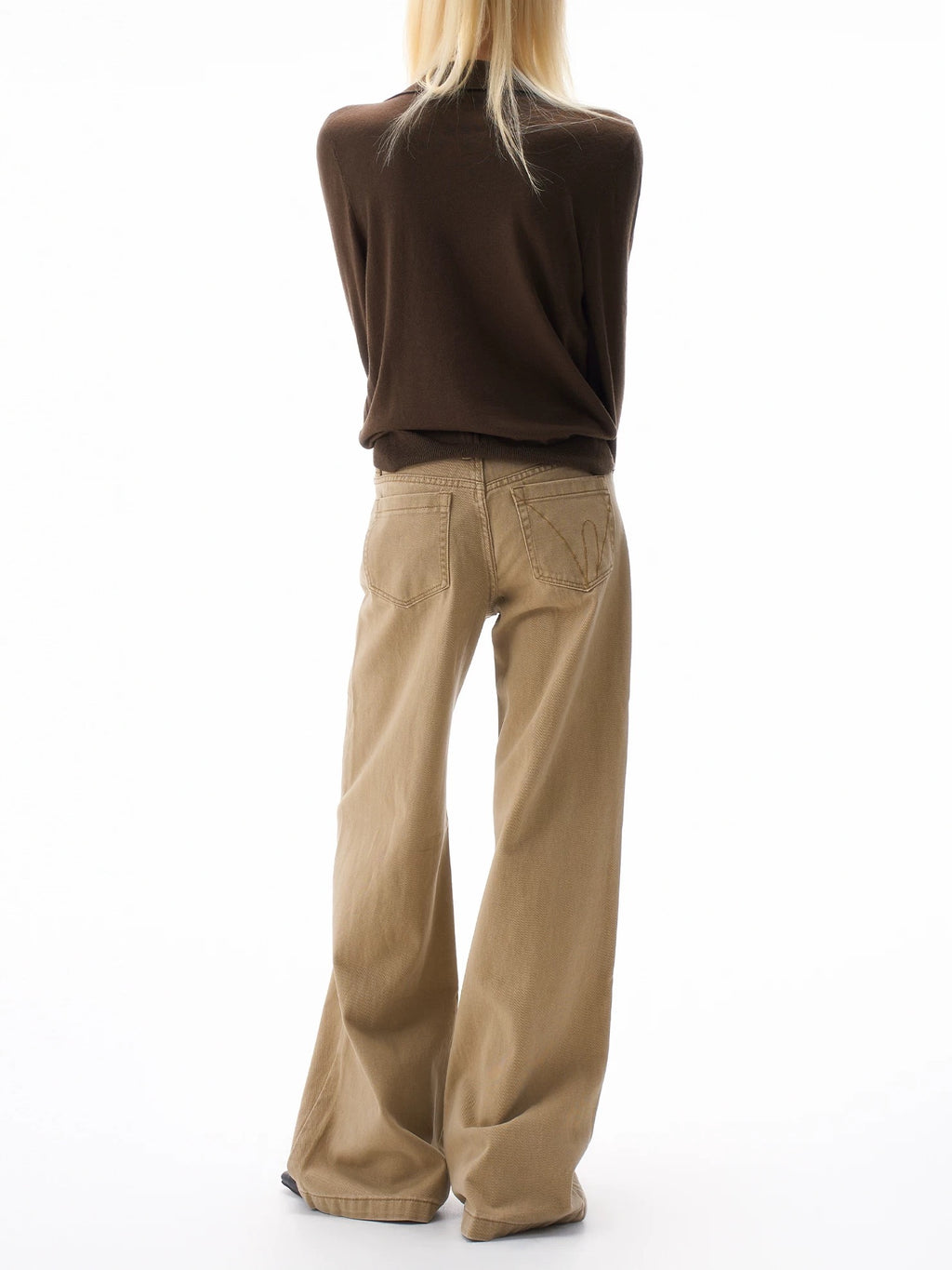 mid-rise wide-leg jeans in a faded khaki