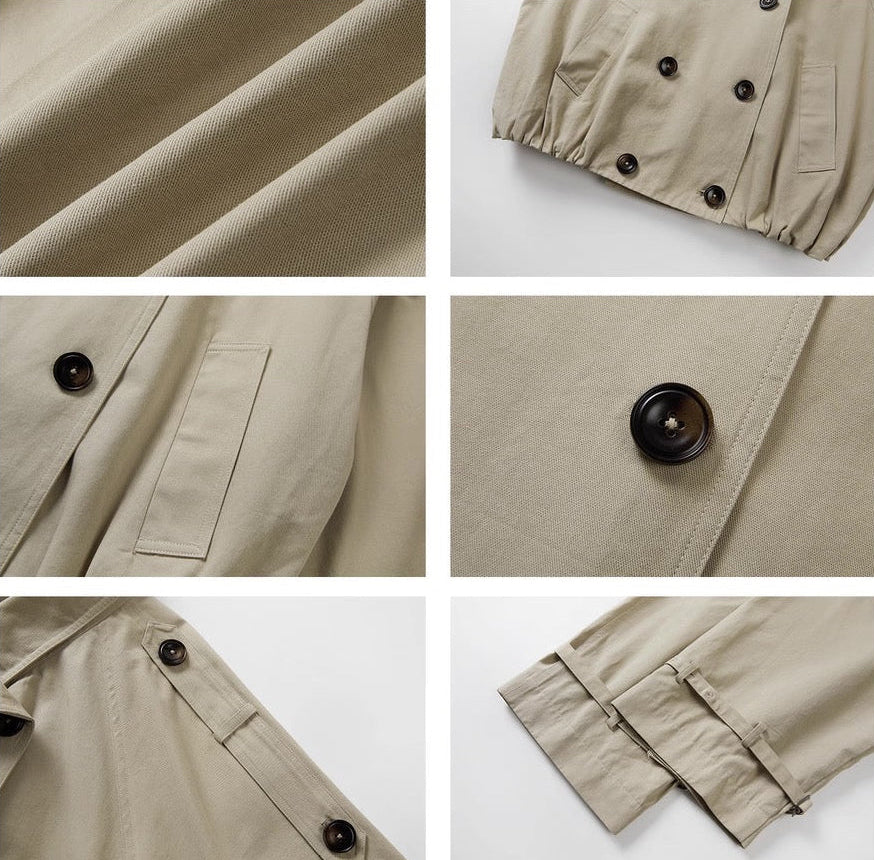 Gathered Trench Jacket in Beige